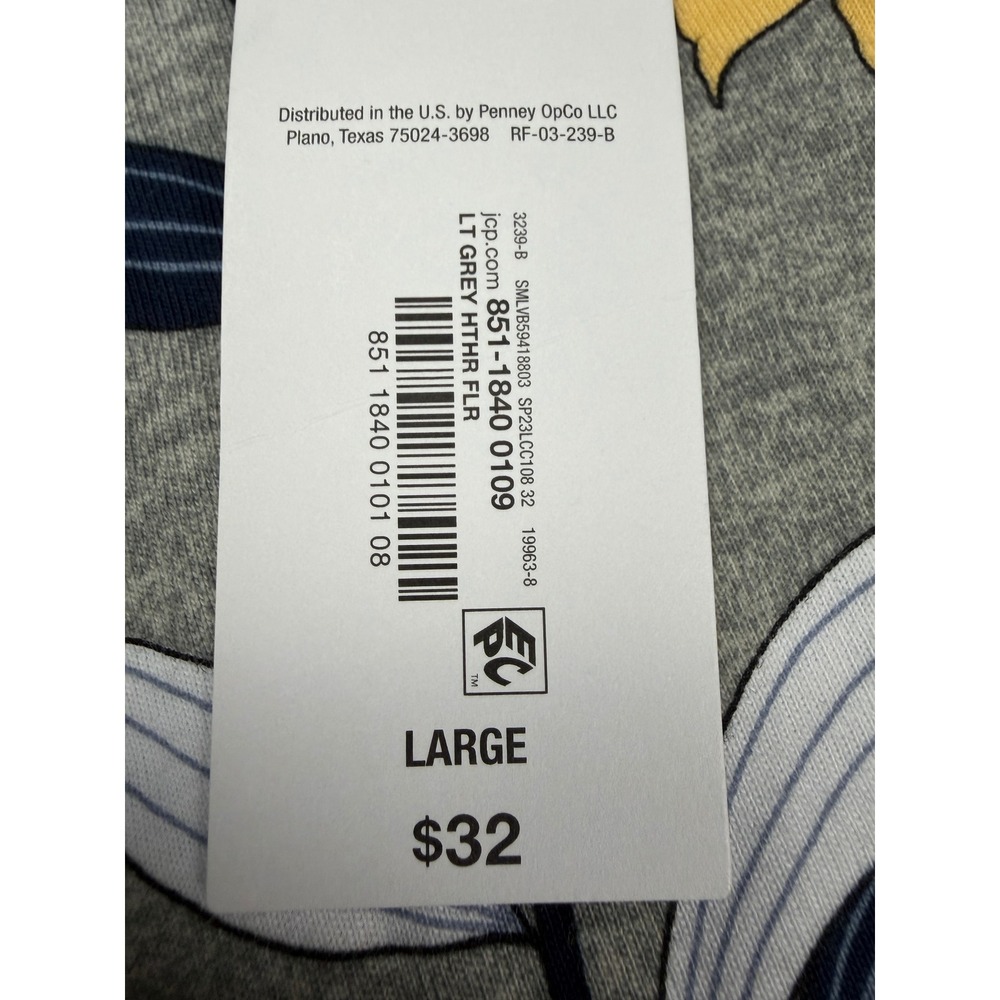Liz Claiborne Womens Large Grey Heather Floral Lily Short Sleeve Top MSRP $32 - Picture 3 of 11